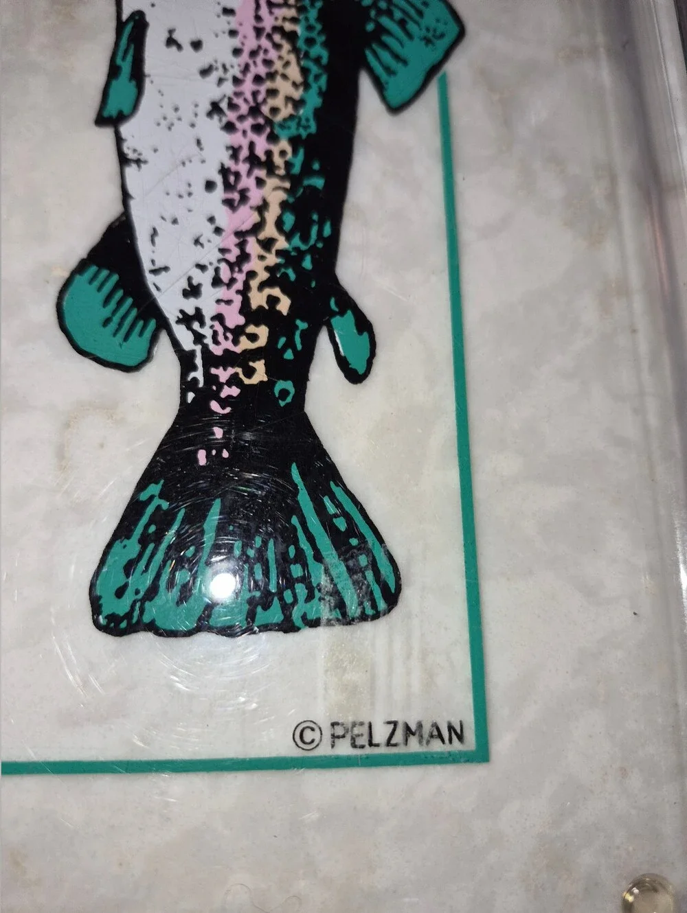 Vintage Pelzman serving tray, fly-fishing motif w/ a wicker basket & Trout